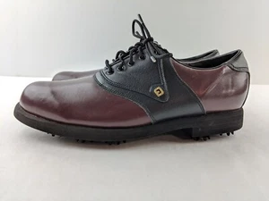 NEW Vintage FootJoy EasyCare Men 7 Women 9 Maroon Black Golf Shoe Oxford - Picture 1 of 16