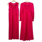 Vintage Kayser Nylon Nightgown Robe Set Medium Long Pink Silky Soft FLAW