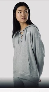 NIKE Pullover donna stringato oversize felpa con cappuccio grigio - Taglia XS - Foto 1 di 7