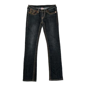 True Religion Jean Pants Womens 28 Joey Super T Black Denim World Tour USA - Picture 1 of 12