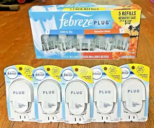 Juego de 5 tapones para calentador de aceite Febreze Ambientador 2 Aloha hawaiano y 3 recambios de lino y cielo - Imagen 1 de 9