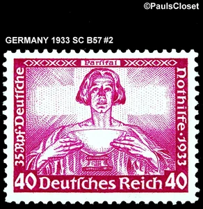ALEMANIA 1933 SC B57 PARSIFAL 40+35pf MAGENTA MNH OG MUY FINO #2 - Imagen 1 de 2