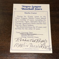 Marlin Carter Auto 1984 Card Negro Leagues