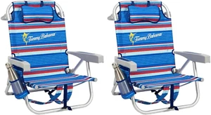 Tommy Bahama Mochila Silla de Playa Paquete de 2 (Pez Vela y Palmeras), Aluminio, Multico - Imagen 1 de 12