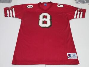 Vintage S.F. 49ers HOF Steve Young #8 Champion Screened Jersey Men's Size 48/XL