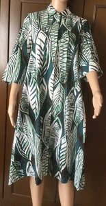 Cotton dress MARINA RINALDI Woman, green white color, size 23 IT 50 DE 44 US 14 - Foto 1 di 20