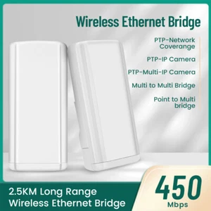 5.8G 2.5KM Ethernet Bridge Wireless Access Point WLAN WIFI Extender AP Repeater - Afbeelding 1 van 18