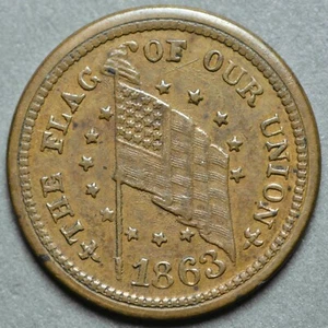 1863 203/412a Patriotic Civil War Token R-3 "Shot him on the spot" - Picture 1 of 2