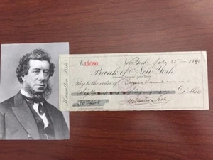 HAMILTON FISH SIGNED CHECK, GOV. NY, SENATOR, SEC. OF STATE, A. LINCOLN, GRANT - Bild 1 von 1