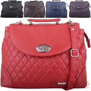 Damen Glatte Kunstleder Umhängetasche / Schultertasche - Bild 1 von 16