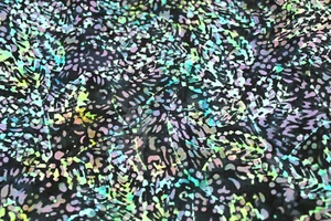 Batik Fabric Navy blue Purple Caribbean blue Green leaves by the half yard - Picture 1 of 3