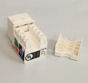 10-Pack.  Keystone Jack Cat5e White Network Ethernet 110 Type 8P8C RJ45 - Picture 1 of 3