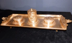 Antikes französisches Tintenfass aus Bronze 19. Jh. F. BARBEDIENNE mit Kobaltglas - Bild 1 von 24