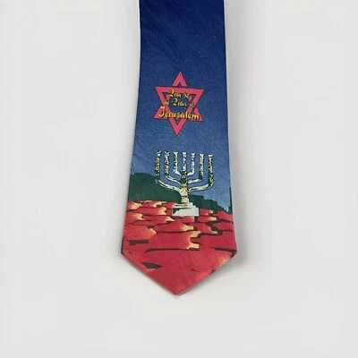 Pray For Peace 男式领带犹太宗教耶路撒冷明星大卫蓝色领带 — 第 1/3 张图片