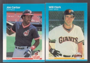 (2) 1987 FLEER BASEBALL CARDS #249 JOE CARTER, #256 WILL CLARK RC - NM/MT - Picture 1 of 2