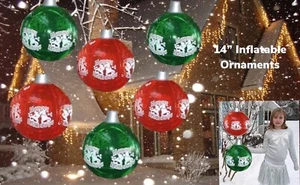 Set (6) GROSS 14"" aufblasbar $ 59 Weihnachten Ornamente wasserdicht wiederverwendbar PVC - Bild 1 von 1