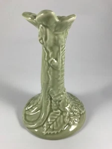 PORTA PORTUGAL EMBOSSED GREEN CERAMIC CANDLE HOLDER FERNS & LIZARD Rain Forest - Picture 1 of 6