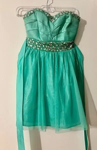 LOT of 3 gorgeous strapless sequined mint green, tan party/prom dresses sz 3/S!! - Picture 1 of 9