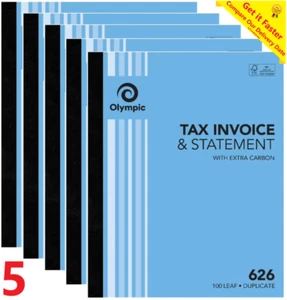 5 x Olympic #626 Invoice & Statement Book Duplicate 250 x 200 mm 100 Leaf 142807 - Picture 1 of 6