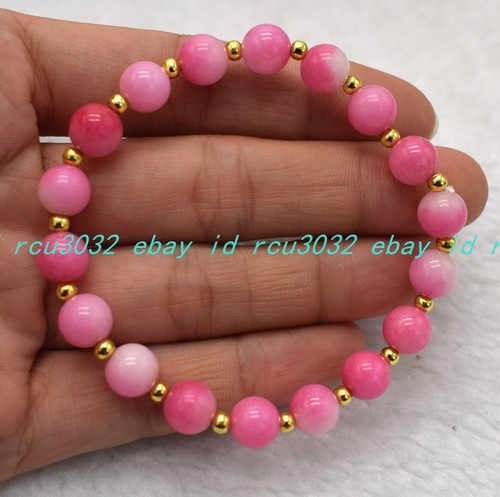 VALENTINO Bellissimo Bracciale Pietra Pregiada Rotonda Giada Rosa 8 10mm Rosa Giada Bianca 7 5 pollici