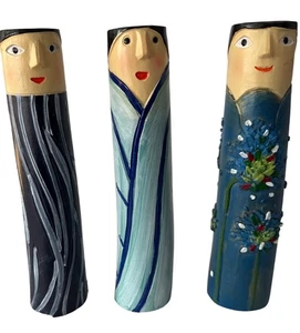 3 Bohemian Family Face Vases - Picture 1 of 3