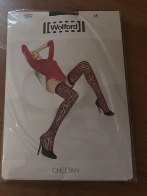 Medias Wolford Cheetah Stay Up Talla Mediana Estampado Animal Hasta el Muslo Nuevas en Paquete Foto 1 de 2