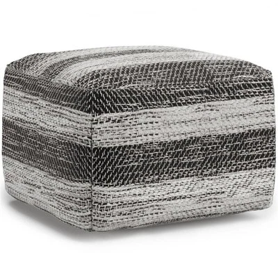 Pemberly Row Transitional Boho Square  Fabric Pouf in Gray Melange Cotton - Image 1 of 4
