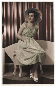 Antique photo snapshot Greece beautiful woman female portrait hand tinted +4855E - Picture 1 of 1