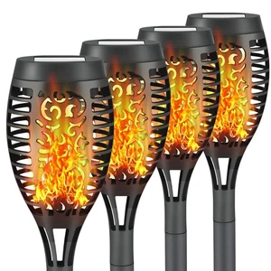 4 Pack Solar Flame Torch Lights Waterproof Outdoor Decoration Lanterns - Picture 1 of 6