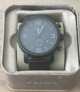 Orologio Cronografo Fossil JR1354 Uomo Nate Acciaio Inox Quarzo Pelle Nero - Foto 1 di 6