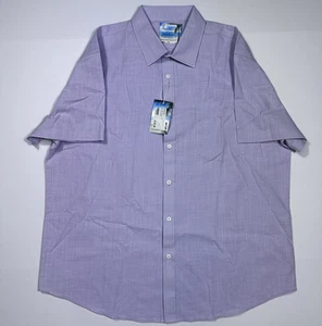 $135 New GEORGROTH Men's Size 2XL XXL Casual Purple Cotton/Linen S/S Button Up - Picture 1 of 4