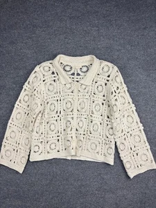 Solitaire Strickjacke Pullover Damen XL elfenbein Häkelspitze Knopfleiste Kragen - Bild 1 von 7