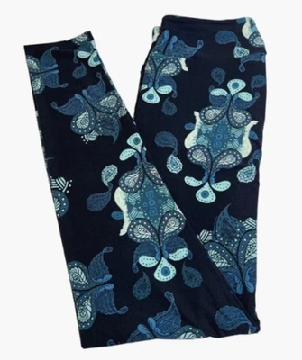 LuLaRoe Leggings OS One Size TURQUOISE TEAL Paisley TIE DYE Modern Ships FAST - Image 1 of 4