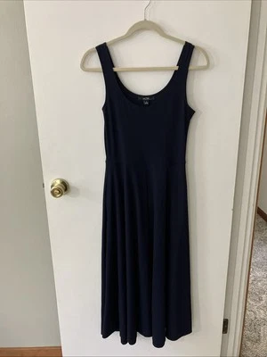 Vestido midi sin mangas MSK para mujer calce liso acampanado, azul marino, talla S Foto 1 de 4