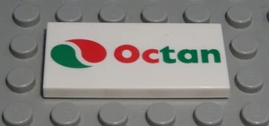 Lego Fliese - Kachel 2x4 Weiss mit Dekor Octan - Picture 1 of 1