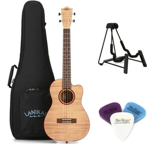 Lanikai FM-CEB Flame Maple Ukulele with Cutaway & Electronics Essentials Bundle - Picture 1 of 1