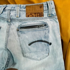Pantalones de mezclilla G-Star crudos para hombre 36x31 azul lavado claro desgastado bolsillo recto con cremallera - Imagen 1 de 16