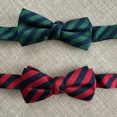 NOS LOT Of TWO Lands End Bow Ties Navy Green Red Silk Boys Adjustable Pre-Tied - Image 1 of 4