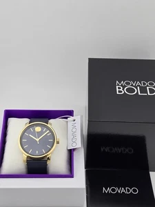 $595 MSRP | Movado Bold Men's Dark Blue Dial Gold Accent Watch - 3601173 - Picture 1 of 4