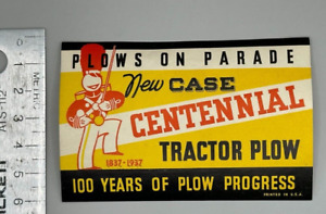 1937 CASE TRACTOR PLOW Farm Advertising POSTER STAMP Vintage