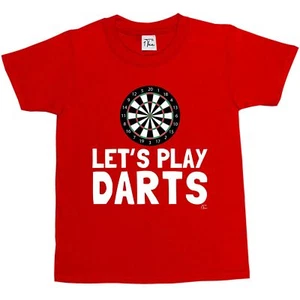 1Tee Kids Boys Let's Play Darts Dartboard T-Shirt - Picture 1 of 25