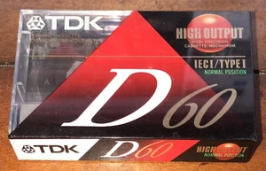 Cinta de casete de audio en blanco TDK D60 M alta salida IECI/TIPO I hecha en Japón NUEVA FS - Imagen 1 de 3