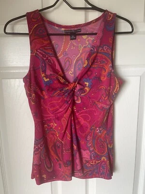 Blusa American Living By Ralph Lauren Feminina Azul Rosa Jersey Sem Mangas M - Imagem 1 de 4