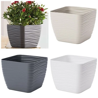 Übertopf Slim Wellen Eckig 5 Farben 6 Größen Blumentopf 3D Effekt Pflanztopf - Bild 1 von 2