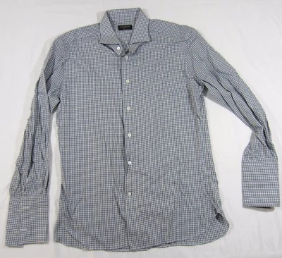 * Ermenegildo Zegna Black Label Premium Plaid Shirt Long Sleeve French Cuff 17.5 - Image 1 of 4