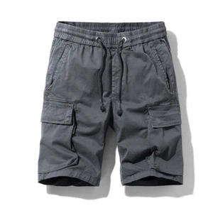 Herren Baumwolle Cargo Shorts Kordelzug halbe Hose Strand kurz elastische Taille Freizeit - Bild 1 von 23