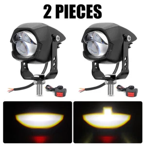 2x LED Motorcycle ATV Spot Lights Headlight Hi-Lo White Driving Fog Lamp +Switch - Picture 1 of 11