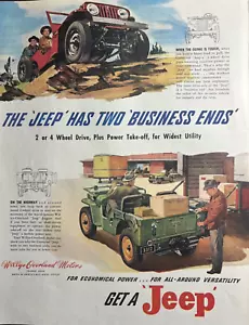 1946 Willys Overland Motors Jeep Two Business Ends PTO Utility Vintage Print Ad - Picture 1 of 1