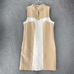 Abito senza maniche Lilly Pulitzer Ponte lavorato a maglia taglia 14 beige colore bianco blocco - Foto 1 di 18