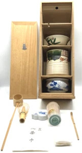 Japanese Tradition Tea Ceremony Utensils 11 Piece Set w/Wooden Box Vintage - Picture 1 of 20